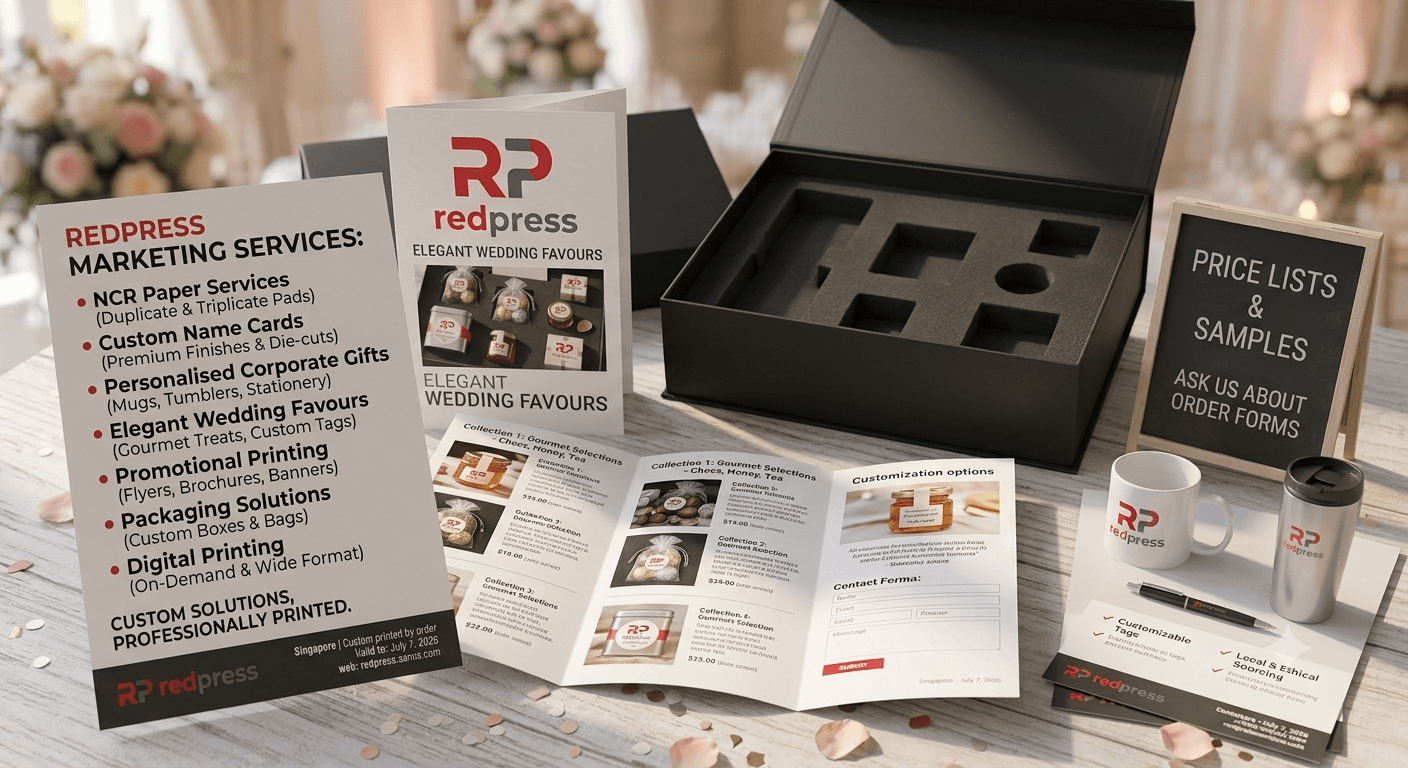 Flyer and brochure printing Singapore — folded brochures, leaflets, and booklets by Redpress