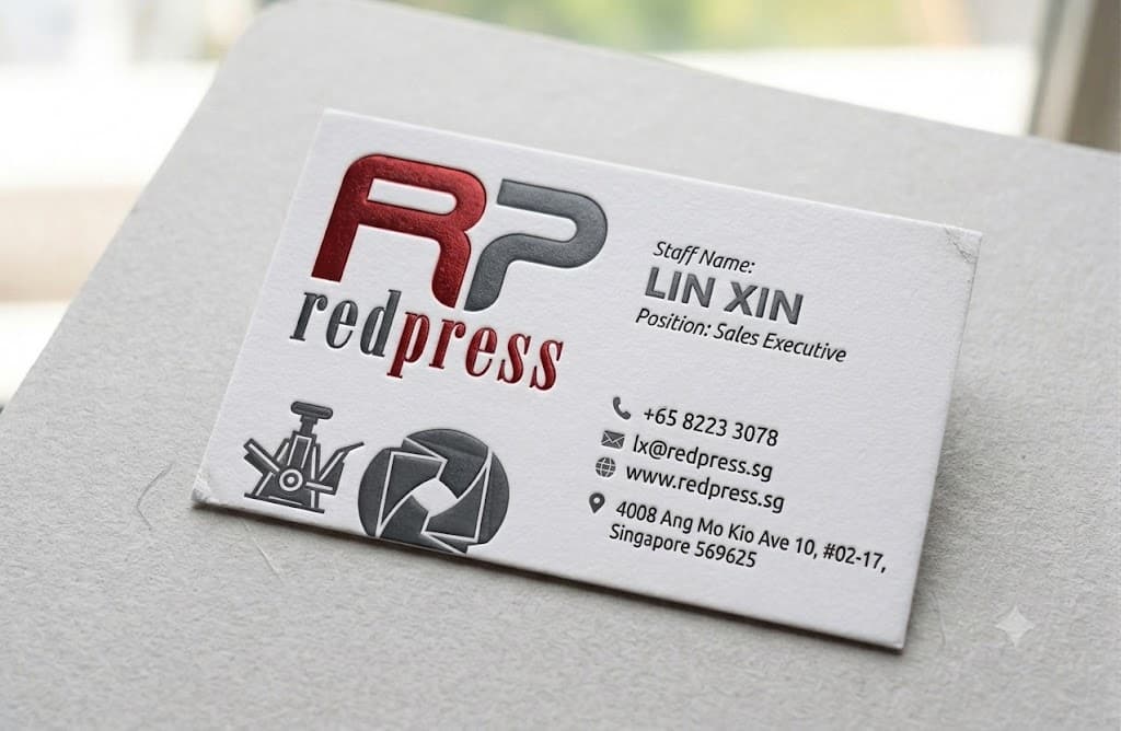 Premium Redpress name card with spot colour logo printing