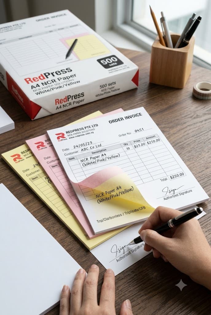 NCR carbonless paper pads — transferable ink paper for duplicate invoices and receipts